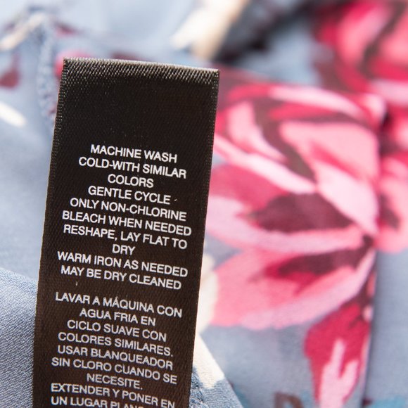 White House Black Market Blouse Tiered Sleeve Top Floral Shirt Blue Pink Size XS - Picture 4 of 7